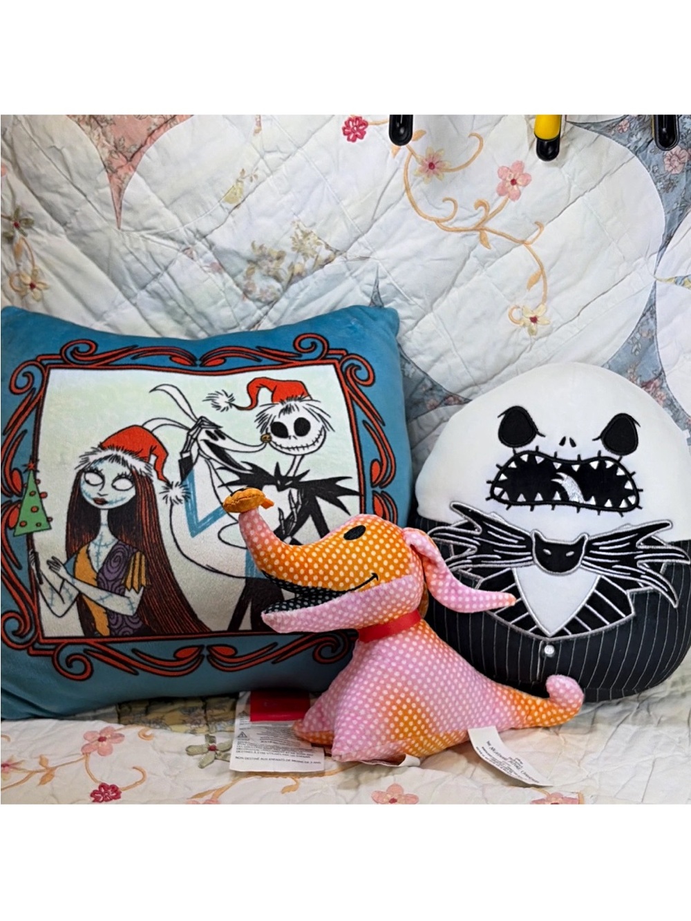 The Nightmare Before Christmas Plush Lot - Squishmallow Jack, Zero & throwPillow